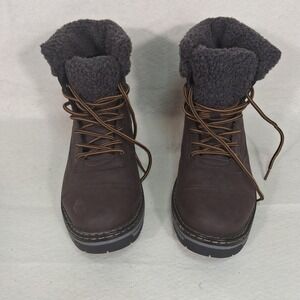 Eddie Bauer‎ Oakridge Boots Mens 9M Brown Faux Shearling Lined Lace Up Cap Toe